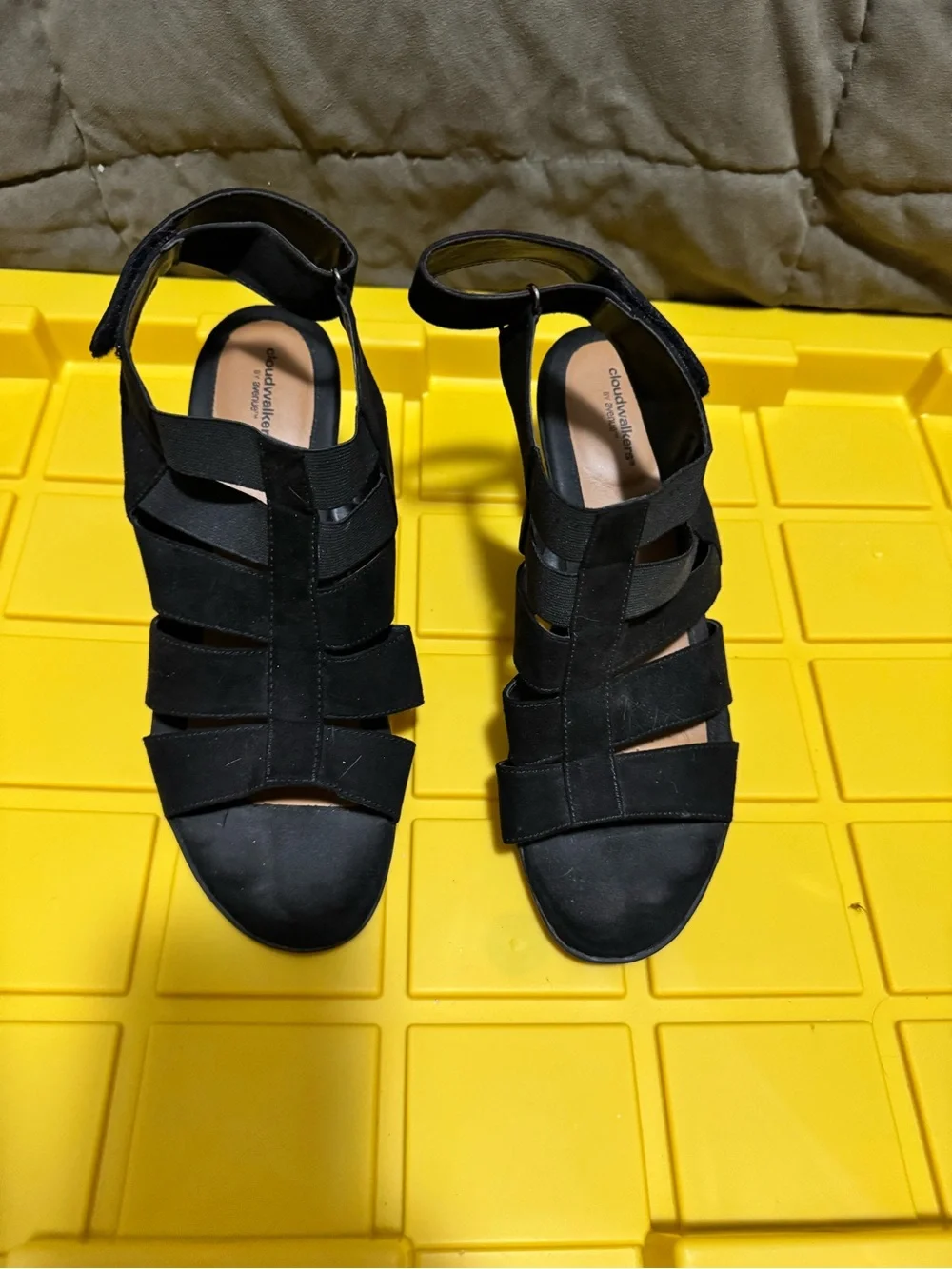 Avenue Black Strappy Mid Block Heel Sandals